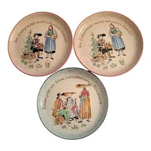 Set of 3 France Peint A La Main 8 1/4” Wall Plates *READ*